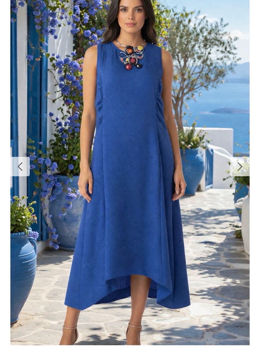 IC COLLECTION Sleeveless A-Line Midi Dress in Cobalt Blue
